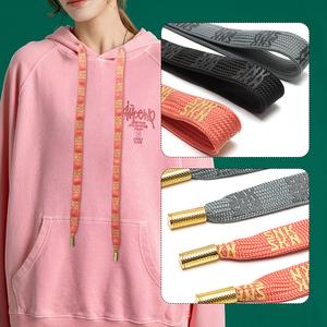 Lacets plats en coton avec logo personnalisé avec embouts en métal pour sweats à capuche vêtements et chaussures - Product Image 6