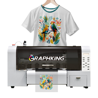 Graphking Factory A3 Tamaño Cabezales dobles DTF Impresora Impresión Camiseta Ropa Prendas Telas Plotter Máquina con polvo de agitación