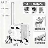 Chariot pliable à 6 roues pour monter les escaliers avec couvercle 50L pour le camping et les courses