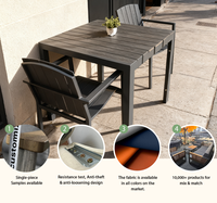 Meubles de jardin personnalisés, table de cocktail d'extérieur, ensemble de chaises, bois plastique imperméable avec structure en aluminium pour hôtel ou villa