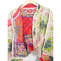 Veste matelassée indienne respirante 100% coton, imprimée à la main, écologique, style vintage Kantha patchwork, col mandarin, pour femme, automne