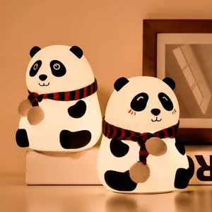 3d bebek silikon Led çocuklar gece lambası popüler Panda hediyeler sevimli LED Lightnight lamba yedi renk ışık dekorasyonu Acceptale