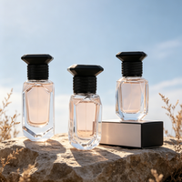 Flacon de parfum carré rectangulaire en verre de 30 ml, 50 ml, 100 ml avec bouchon en aluminium, atomiseur à fine brume, pompe pulvérisatrice pour emballage cosmétique