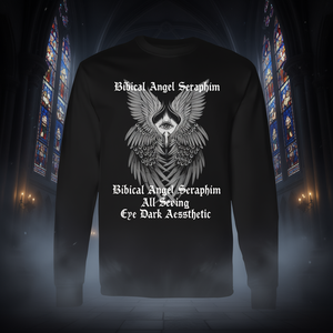 T-shirt à manches longues avec motif œil tout-voyant de l'ange biblique Séraphin, esthétique sombre - Product Image 3