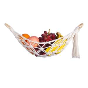 Macrame Fruit Hammock for Kitchen Banana Hanging Fruit Hammock with Strong Hooks Large Space-Saving Produce for Home