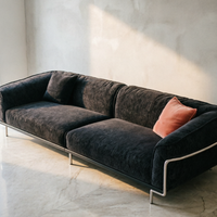 Canapé d'angle moderne de luxe en tissu chenille, style Bauhaus, avec chaise longue, pieds en acier inoxydable, meubles de salon pour villa