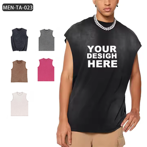 เสื้อกล้ามแขนกุดสำหรับผู้ชายเสื้อฮิปฮอปซักแนวสตรีทแวร์ผ้าคอตตอน230กรัม - Product Image 1