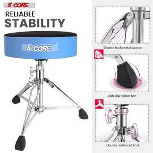 5 Core <b>Drum</b> Throne Padded Height Adjustable Seat Universal Music Chair For Adults Kids Anti Vibration - Product Image 3