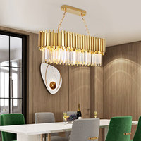 Lustre Led suspendu en cristal au design moderne, Luminaire décoratif d'intérieur, idéal pour un salon ou une salle à manger, ou comme décoration de mariage