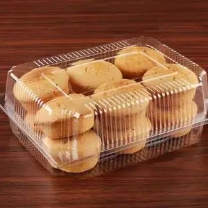 Transparent Disposable Food Container Plastic Clamshell Packaging For Dessert Cake Candy