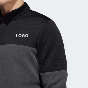 Haute qualité hommes 1/4 quart fermeture éclair cou Golf sweat Logo personnalisé Chenille patchs à manches longues pull ample hiver numérique - Product Image 5