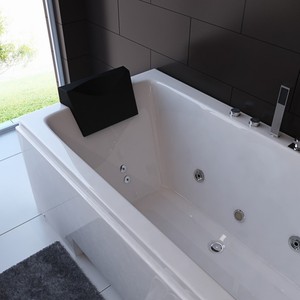 <span class=keywords><strong>Baignoire</strong></span> à remous moderne rectangulaire de 1,70 m autoportante en acrylique blanc écologique pour adultes, pour se baigner dans un appartement - Product Image 6