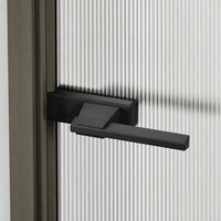 Porte battante intérieure de luxe en aluminium avec verre cannelé pour salle de bain et buanderie, taille standard