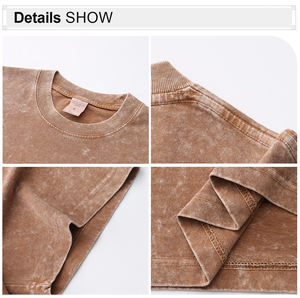 AK01 Camiseta de Hombre Oversize de Algodón 100% de Alta Calidad, 260 Gsm, Tejido de Punto, Personalizable, Lavado Ácido, Estilo Vintage Urbano, Venta al por Mayor - Product Image 4