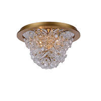 Plafonnier élégant et moderne en aluminium texturé avec verre, D500mm, luminaire floral à montage proche du plafond pour salon et chambre à coucher