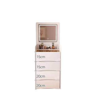 Tocador moderno minimalista con espejo iluminado abatible y gabinete de almacenamiento multifuncional para dormitorio - Product Image 4