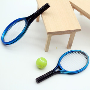 Accessoires miniatures pour maison de poupée, équipement sportif miniature simulé, ensemble de raquettes et balles de tennis miniatures - Product Image 5