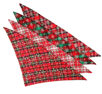 Écharpe de Noël personnalisée à carreaux pour chien Bandana Triangle pour animaux de compagnie Flocon de neige Imprimé Coton Respirant Harnais Nœud Papillon Bavoirs Ensemble
