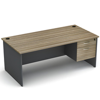 Bureau d'ordinateur économique et durable à hauteur réglable en panneaux de particules, avec tiroirs et design peu encombrant