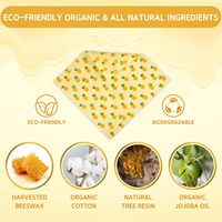 Lot de 3 enveloppes en cire d'abeille écologiques, emballage réutilisable pour pain et sandwichs, enveloppe en cire d'abeille pour aliments