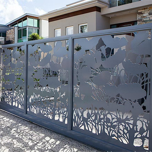 Ngoại Thất Phía Trước Vườn Hàng Rào Trượt Đu Đường Lái Xe Hàng Rào <span class=keywords><strong>Trellis</strong></span> Kim Loại Mới Nhất Trang Trí Thiết Kế Chính Sắt Nhôm Cổng - Product Image 1