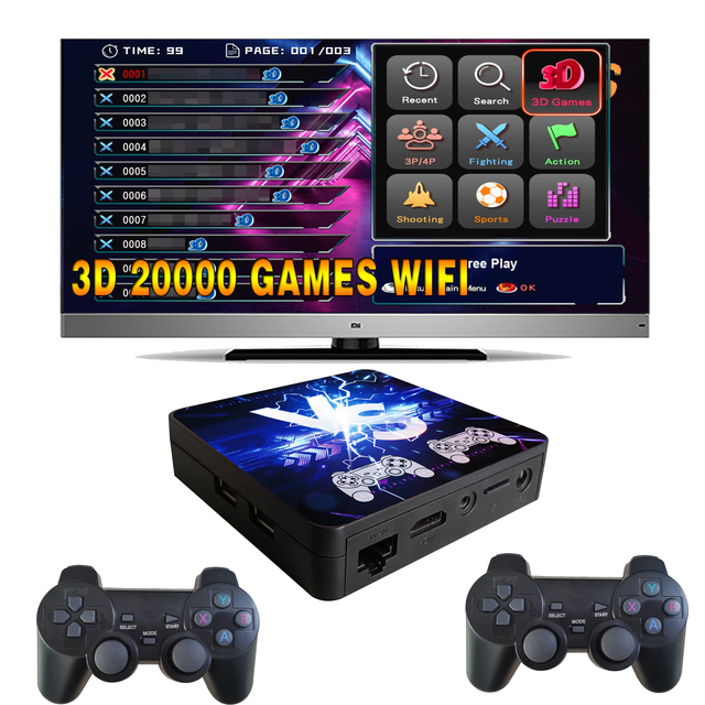 3D Retro Arcade Game Box 64GB 20000+ Games 4K Wireless Gaming Controller Supports WIFI Download English Customizable