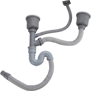 <span class=keywords><strong>Siphon</strong></span> de lavabo de cuisine <span class=keywords><strong>double</strong></span> en acier inoxydable 304 / Tuyau de vidange flexible pour évier <span class=keywords><strong>double</strong></span> - Product Image 2