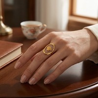 Bague ajustable tendance en acier inoxydable plaqué or 18 carats, motif fleur de coquillage style océan, pour femme, usage quotidien, vente en gros