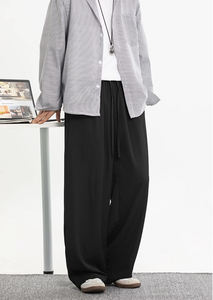 Nuevos <span class=keywords><strong>Pantalones</strong></span> deportivos informales <span class=keywords><strong>para</strong></span> <span class=keywords><strong>hombre</strong></span>, sueltos que combinan con todo, con cordón de moda, estilo extragrande, <span class=keywords><strong>Pantalones</strong></span> rectos de pierna ancha, elegantes - Product Image 4