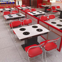Ensemble table et chaises de restaurant en acier inoxydable, design industriel moderne, pour hot pot, usage commercial