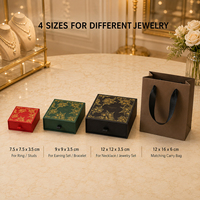 Boîte à bijoux de luxe en or gaufré avec logo personnalisé, pour bagues, boucles d'oreilles, colliers, emballage cadeau avec sac de transport assorti, 4 couleurs