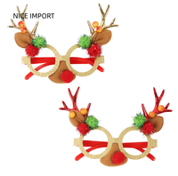 Lunettes de Noël style bois de cerf doré, décoration de fête de Noël pour couples et enfants, monture de lunettes de Noël