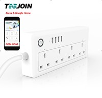 Teejoin Tuya Aplikasi Ponsel Remote Kontrol, Soket Ekstensi Cerdas Usb Hidup Cerdas Strip Daya Wifi