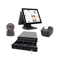 Máquina POS All-in-One com Tela Touchscreen Dupla de 15 Polegadas, Terminal de Caixa e Sistema POS Completo para Lojas de Varejo