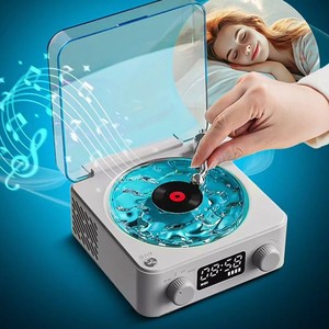 جهاز ضوضاء بيضاء بتصميم مشغل أسطوانات فينيل قديم الطراز مع مكبر صوت 5.2 وإضاءة ليلية RGB بتأثير تموجات الماء وبطارية 1500 مللي أمبير، جهاز للنوم OEM - Product Image 1