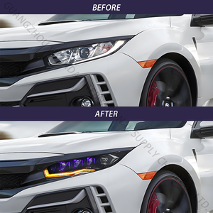 อุปกรณ์เสริมไฟหน้ารถยนต์ SINDAR Auto RGB สำหรับ Honda Civic ปี 2016-2022 รุ่นที่ 10 ซีดาน แฮทช์แบ็ค <span class=keywords><strong>TypeR</strong></span> <span class=keywords><strong>2020</strong></span> อะไหล่ไฟหน้า LED ปี 16-22 - Product Image 2