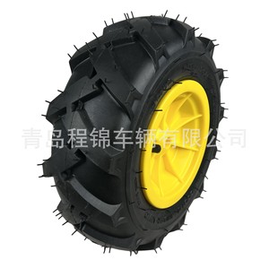 Cheng Jin Vehicles 3.50-4 Rubber Pneumatic <b>Wheel</b> Yellow <b>Plastic</b> Rim Herringbone Tread For Tool Carts And Electric Kids Vehicles - Product Image 5