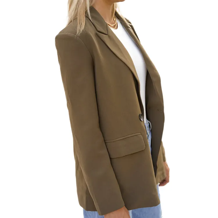 एक जैसे महिला आकस्मिक काम कार्यालय खुला सामने रंगीन जाकेट जैकेट हटाने योग्य कंधे पैड के साथ