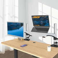 Bras de moniteur 2-en-1 Support de support pour ordinateur portable Supports de bureau réglables en hauteur pour moniteur 10 ''-27 '/ordinateur portable 11-17.3 pouces
