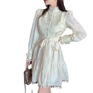 فستان نسائي من الدانتيل الكلاسيكي, فستان نسائي من الدانتيل الكلاسيكي المفرغ بنمط اجتماعي مناسب للسيدات ، متوفر بألوان زاهية