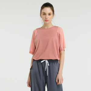 Aoyema, Camiseta deportiva para <span class=keywords><strong>mujer</strong></span>, ropa <span class=keywords><strong>de</strong></span> Yoga <span class=keywords><strong>de</strong></span> malla <span class=keywords><strong>de</strong></span> secado rápido, blusas holgadas para correr <span class=keywords><strong>de</strong></span> talla grande, cortas, transpirables, sostenibles - Product Image 3