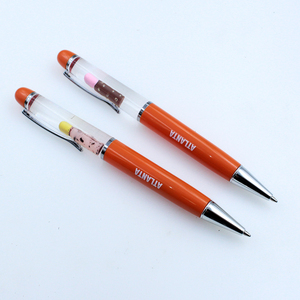 Pulpen Promosi Logo OEM dengan Cairan Mengambang 2D/3D, Alat Tulis Unik, Pulpen Logam Plastik Kuning, Hadiah untuk Acara - Product Image 1