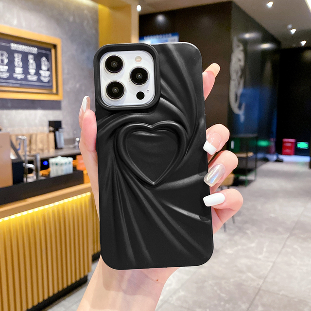 Hot Sale Fashion Heart Shape Wrinkled Thread Comfortable Grip Suitable for IPhone16 15 14 13 Series Mobile Phone case