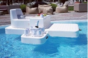 Bandeja de cuero Barra de espuma para Eva flotante con soporte de vidrio y cubo Mesa de barra flotante impermeable para bandeja flotante de comida de piscina - Product Image 3