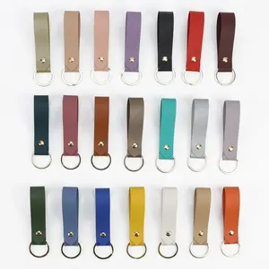 Fast Delivery Simple Lightweight Keychain Personalized Birthday Gift Custom Monogrammed Colorful Pu Leather Key Chain