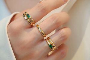 Bague de mode Xinfly, nouveau style personnalisé, or pur 18 carats, diamant naturel, émeraude véritable, bague pour fille - Product Image 4