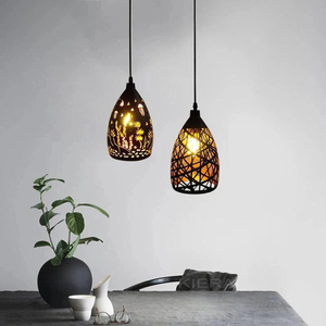 Lampe suspendue LED moderne en fer, cage métallique creuse, luminaire pour salon, restaurant, boutique, bar, décoration - Product Image 3