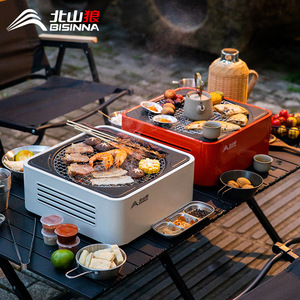 Bisina Portable Charcoal Grill Cast Iron Outdoor Smokeless Barbecue Stove For Camping - Product Image 3