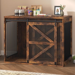 Jaula para perros estilo casa de campo americana, mueble de interior extra grande para perros, jaula para mascotas reforzada con tubos metálicos de doble cierre. - Product Image 1