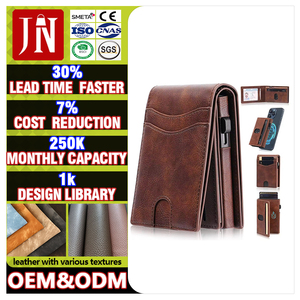 Portefeuille bifold en cuir véritable vintage de luxe 2025, anti-vol, blocage RFID, pour hommes, porte-cartes court en métal avec fermeture magnétique - Product Image 1